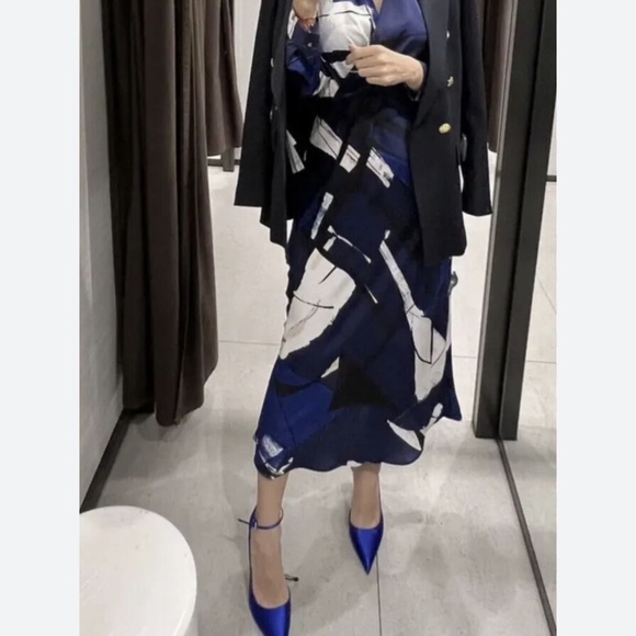 NWT Zara Abstract Printed Dress Sz. L - Picture 3 of 6